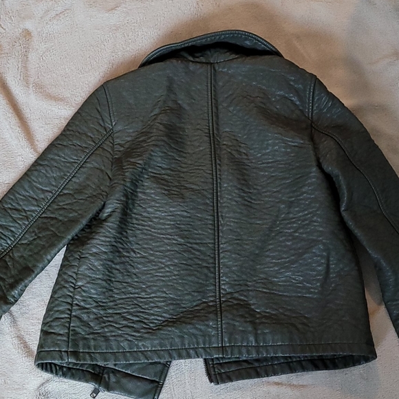 NonLeather moto biker jacket sz M in olive moss green - Picture 6 of 6